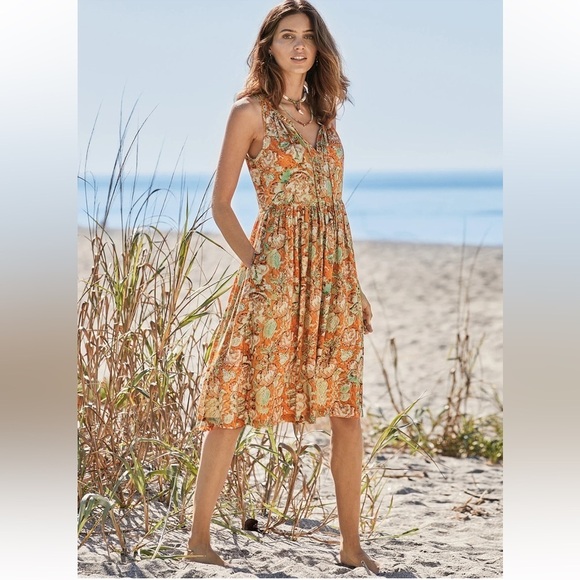 Peruvian Connection Dresses & Skirts - Peruvian Connection Matanzas Tank Dress Floral Flowy Bohemian Summer Size 8